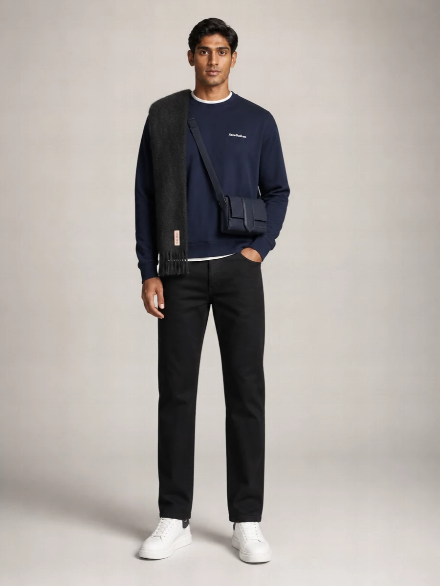 Acne Studios Organic Cotton Logo Print Crew Neck Short Sleeve Sweatshirt