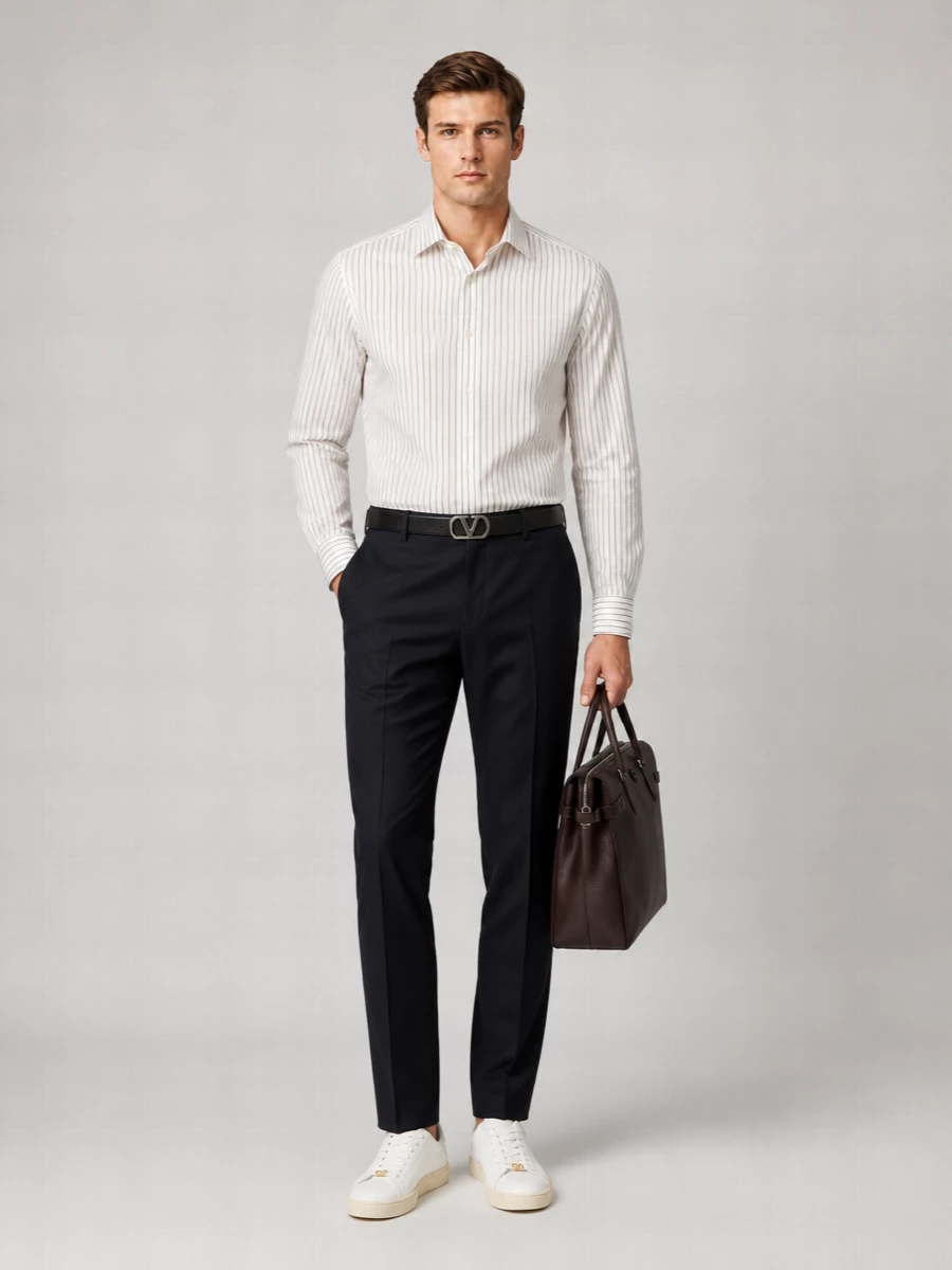 Valentino Garavani silk cotton slim-fit striped long-sleeve shirt