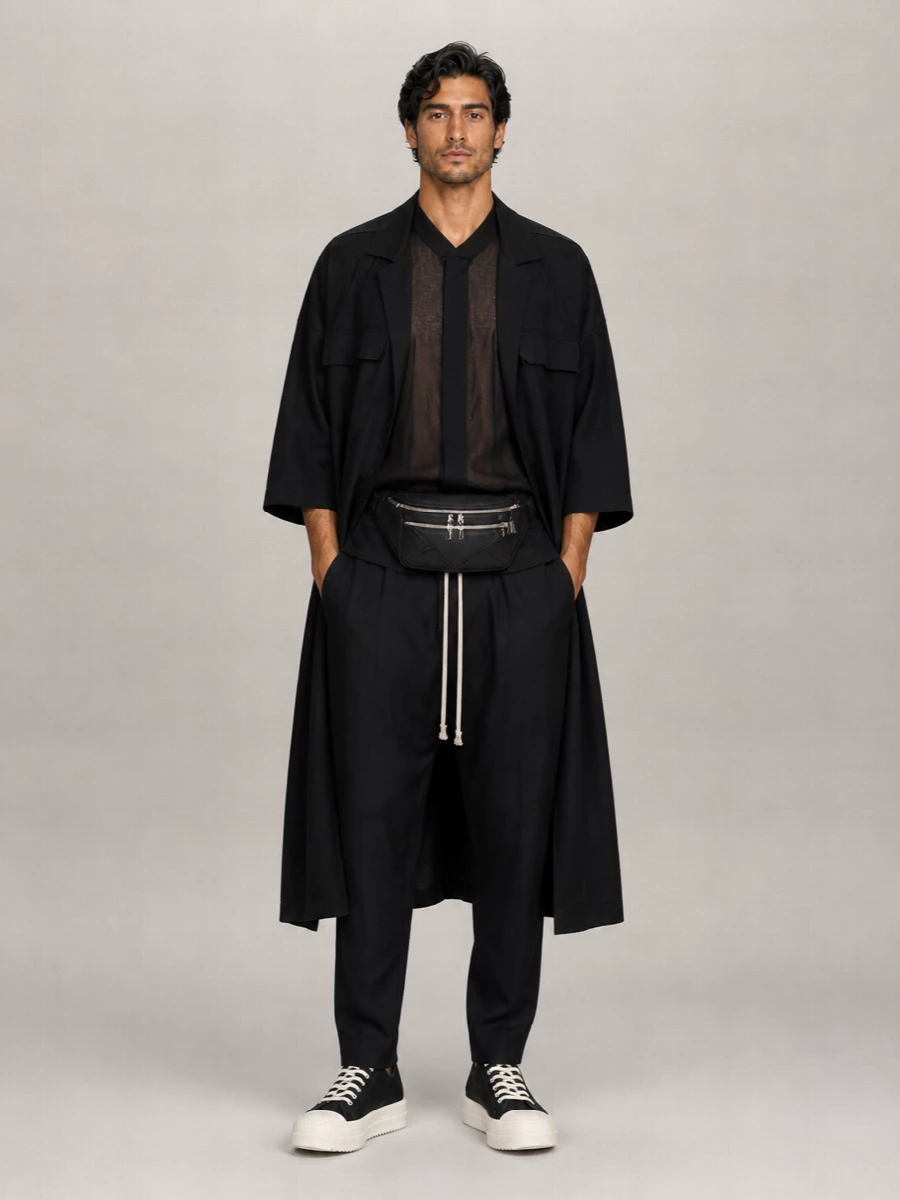 Rick Owens Cotton Camp Collar Short Sleeve Shirt