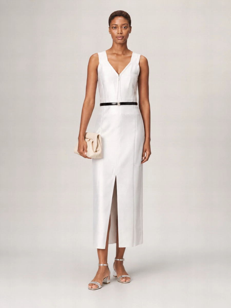 Totême V Neck Slip Midi Dress Slit