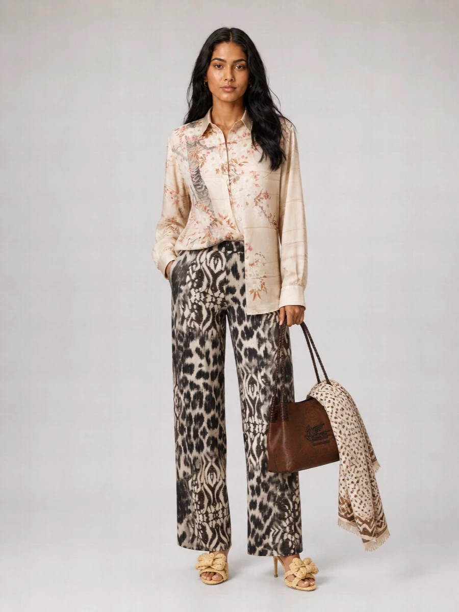 Pierre Louise Mascia Silk Wide-Leg Trousers