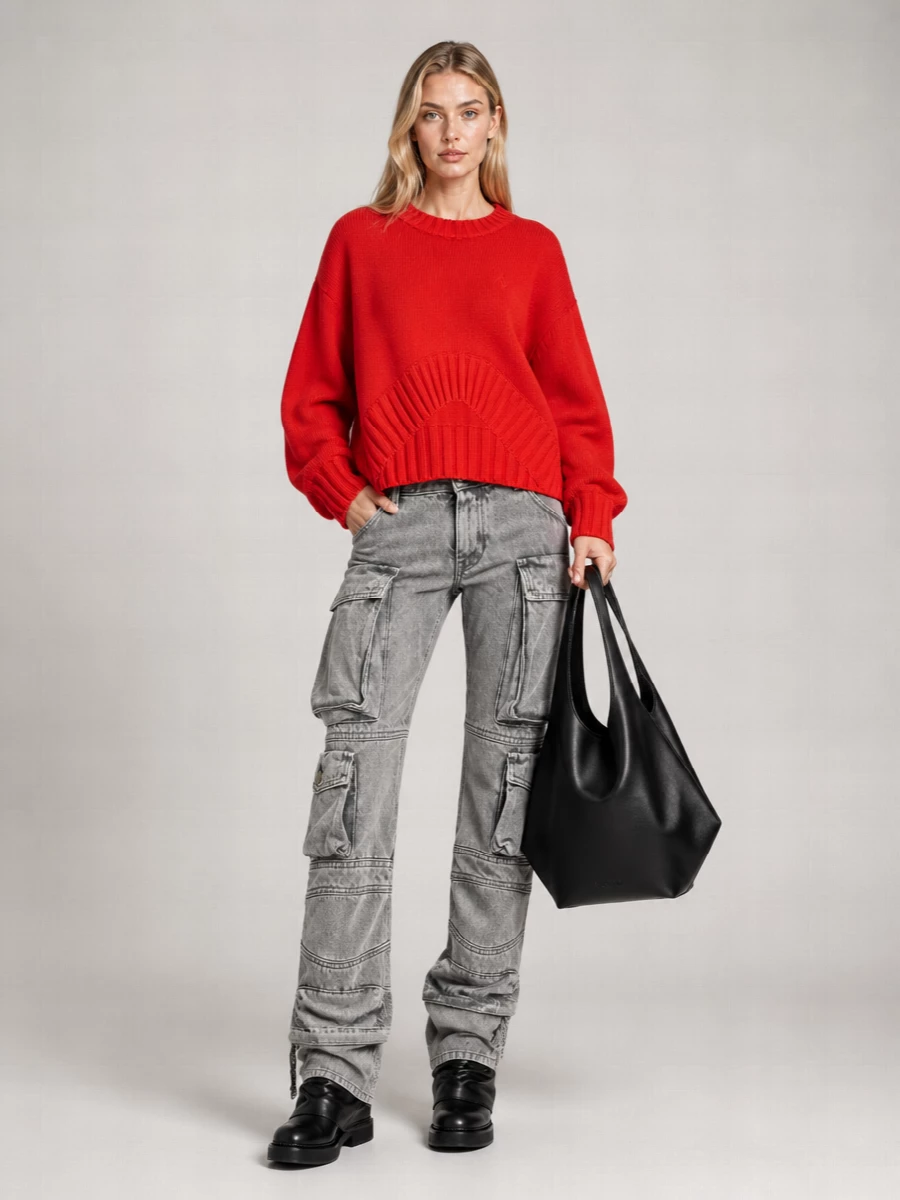 The Attico Knit Sweater Long Sleeves Asymmetric Hem