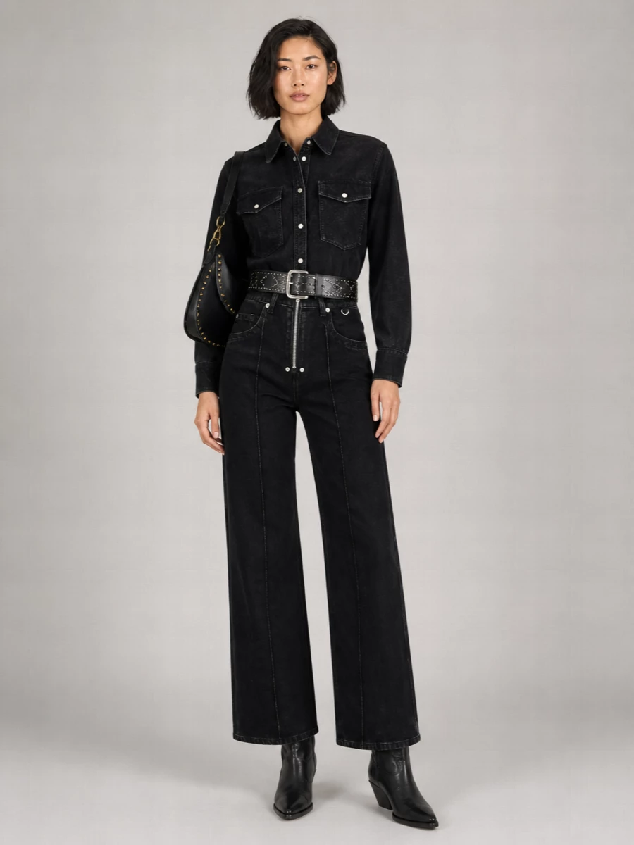 Isabel Marant Etoile Faux Leather Long-Sleeve Shirt