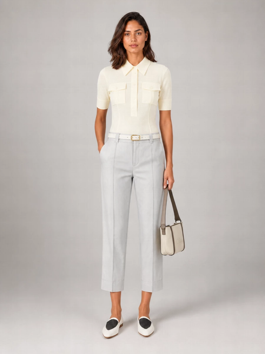 Chloé Linen Blend Cropped Trousers