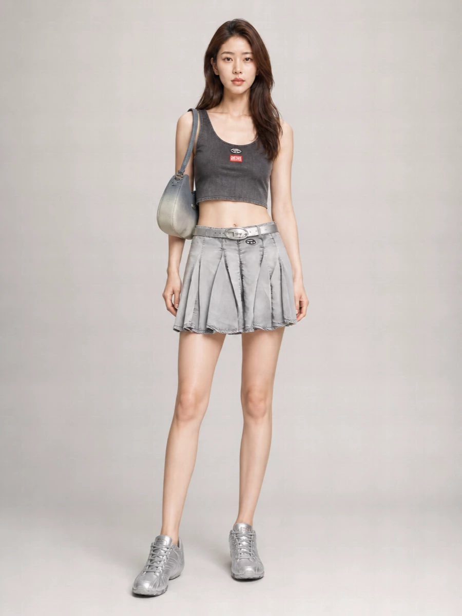 Diesel Lyocell Pleated Mini Skirt