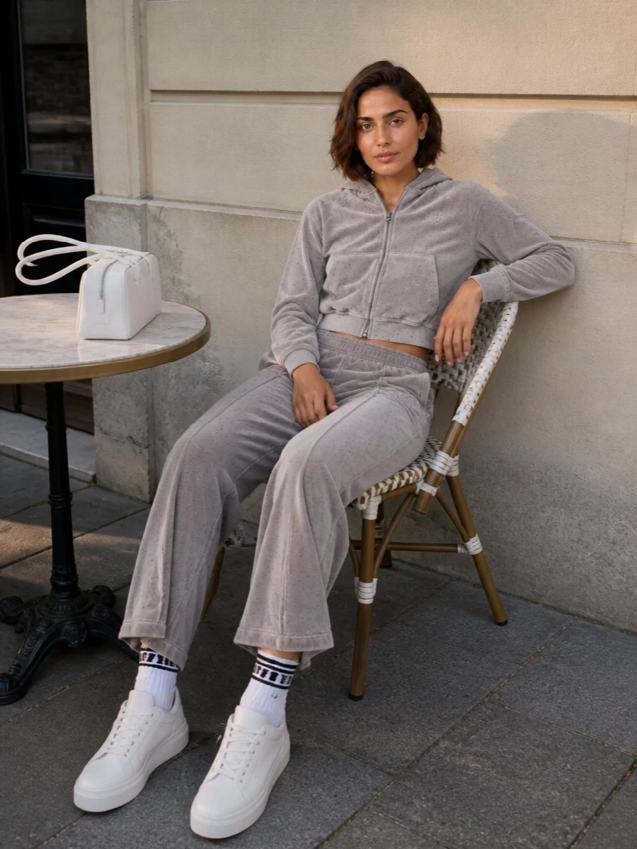 Alexander wang velour pants cropped hoodie sneakers
