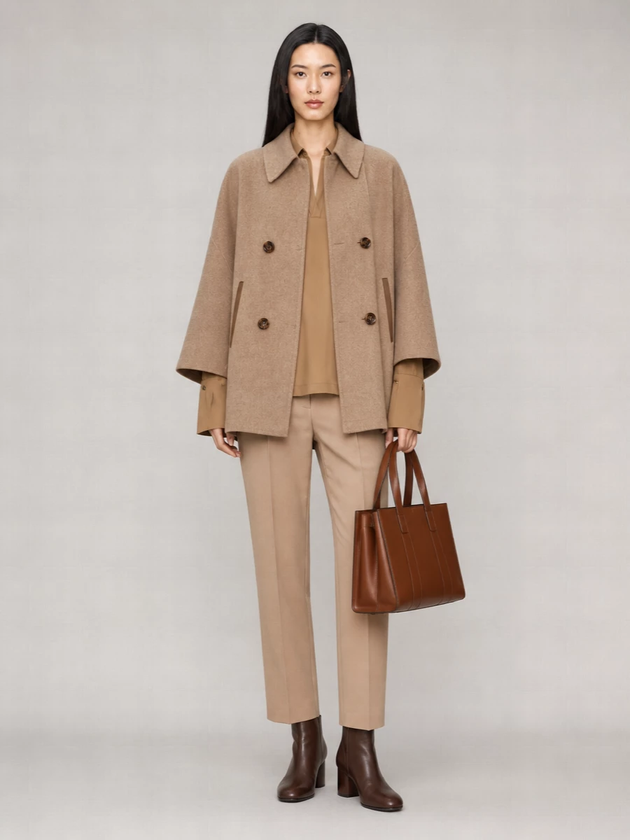 Max Mara Cashmere Double Breasted Cape Coat