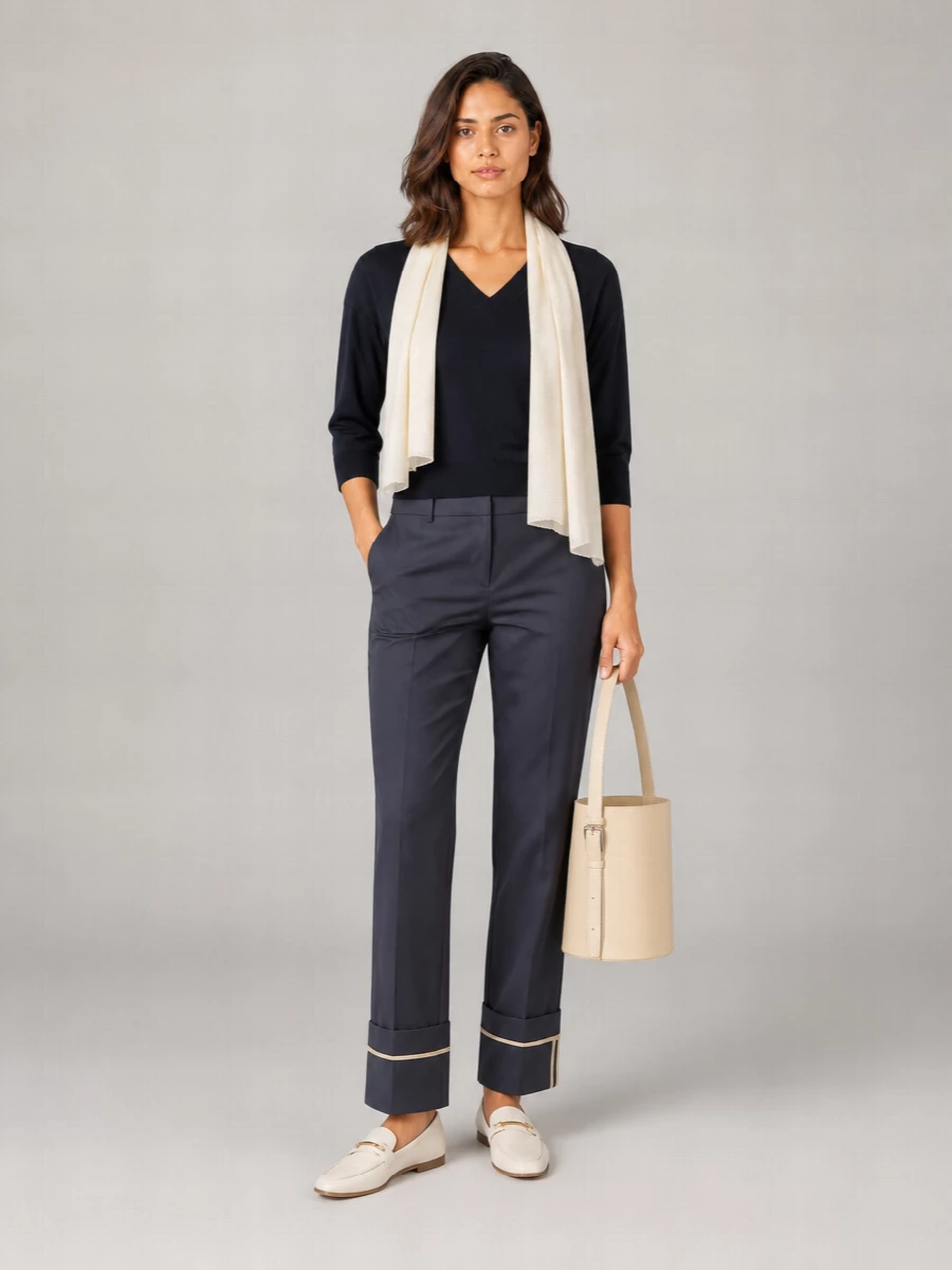 Herno Cotton High-Rise Straight-Leg Trousers