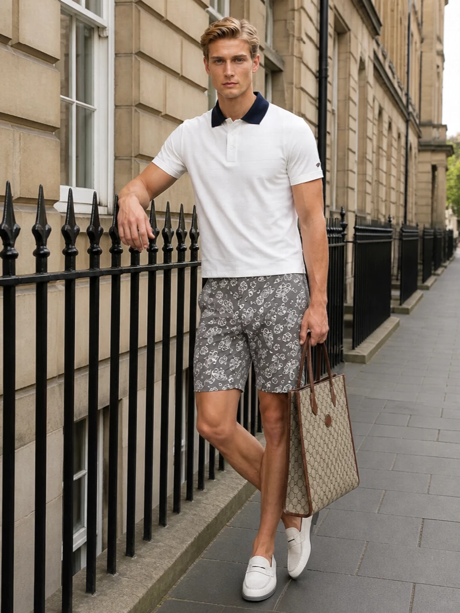Dolcegabbana loafers tailored swim shorts outfit
