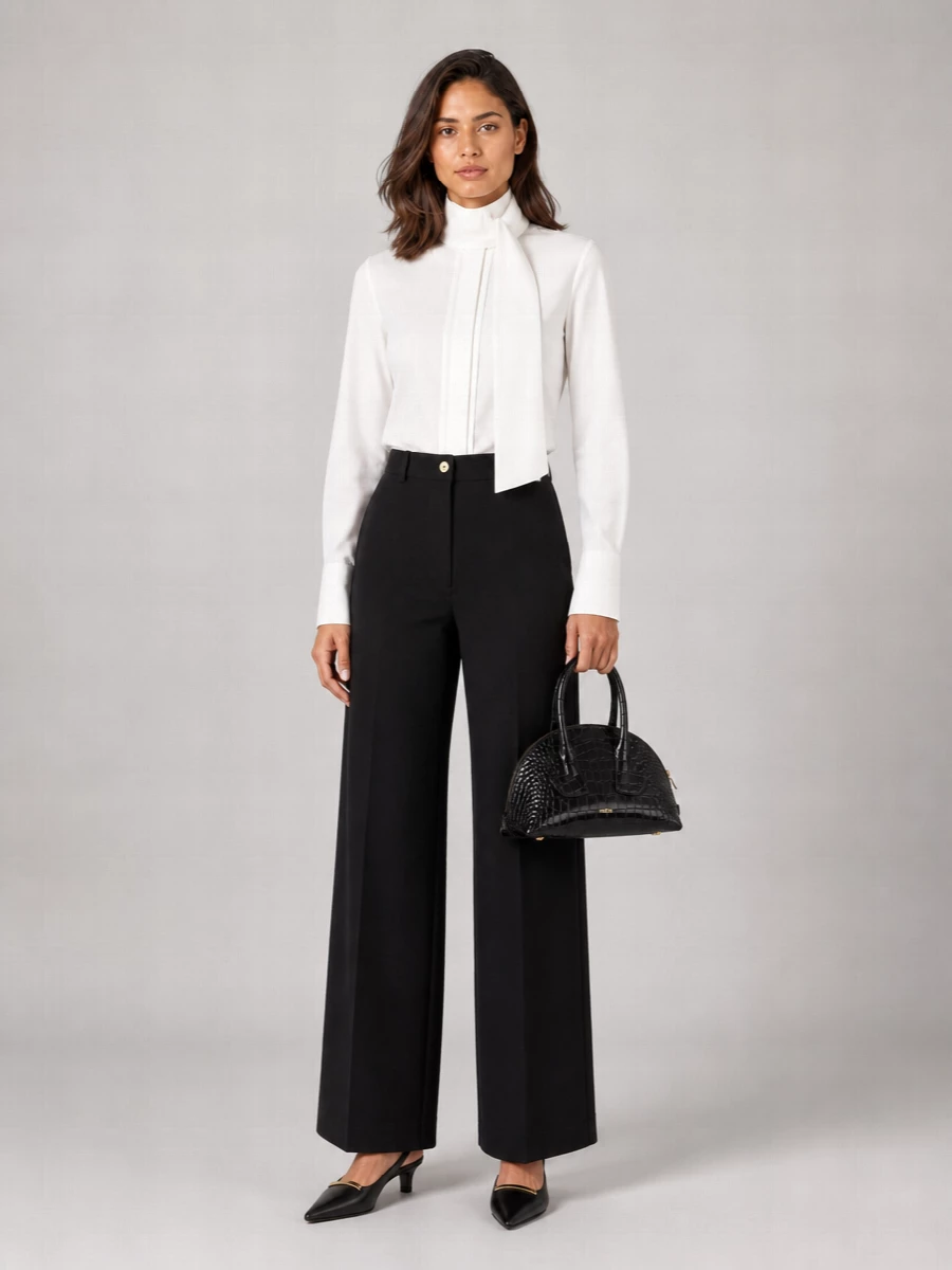 Patou Cotton Ascot Collar Blouse