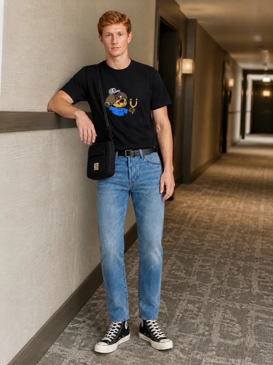 Carhartt graphic tee blue denim cdg hi tops