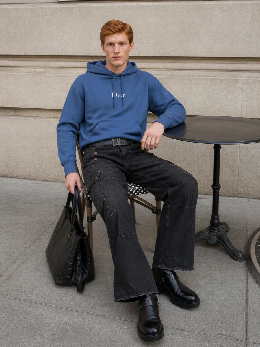 Dior cargo jeans slate hoodie lug boots