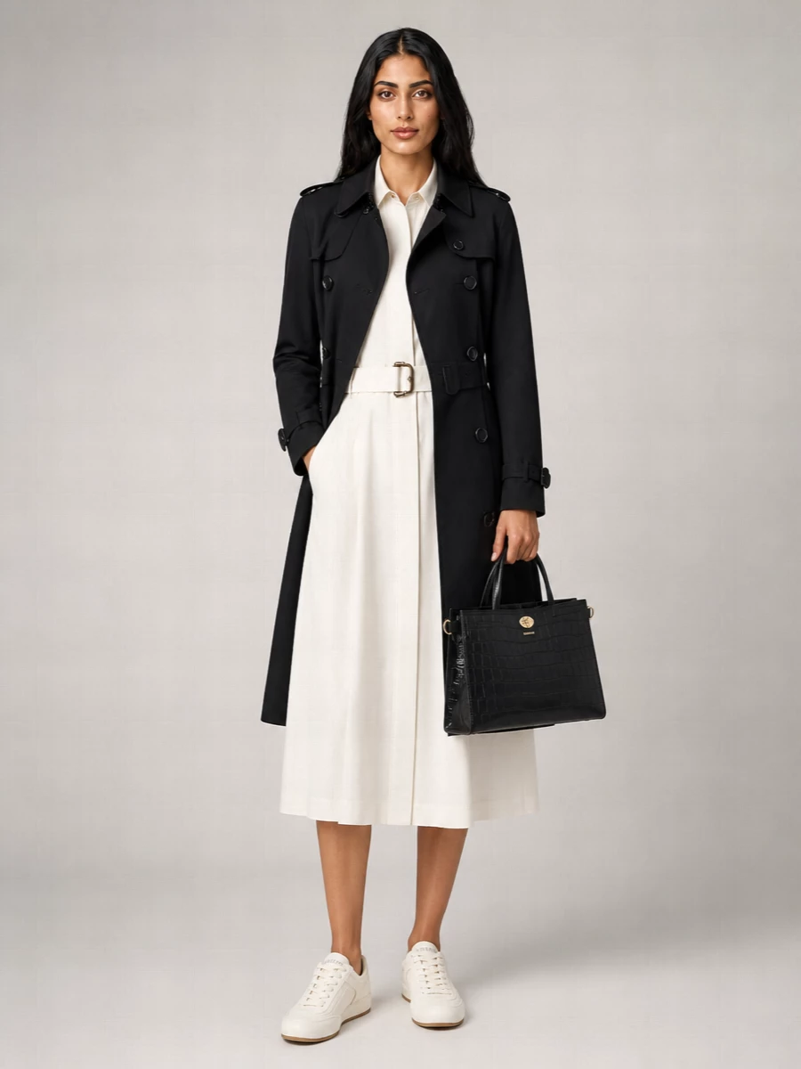 Burberry Cotton Double-Breasted Belted Trench Coat