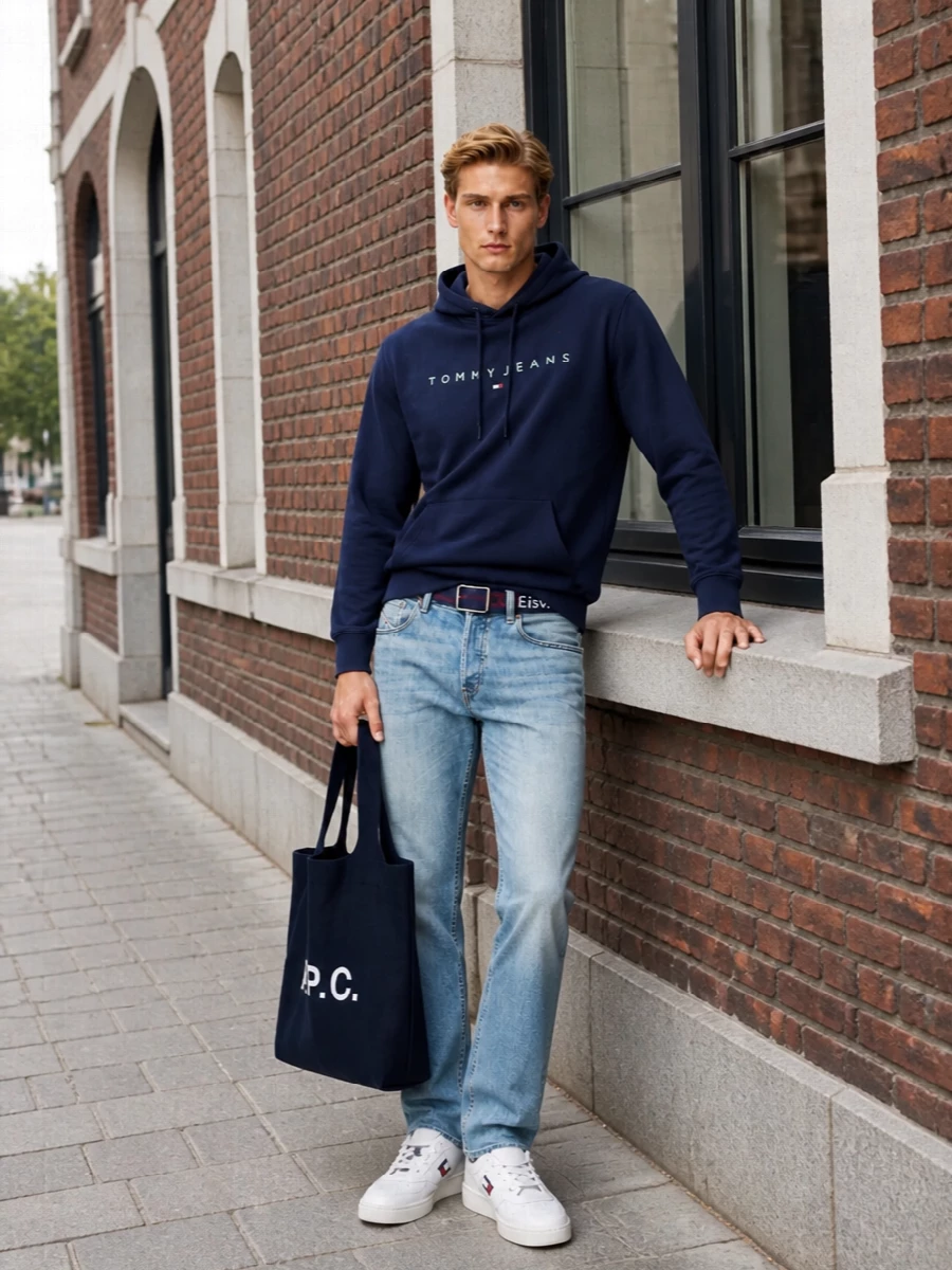 Tommy jeans hoodie diesel jeans white sneakers