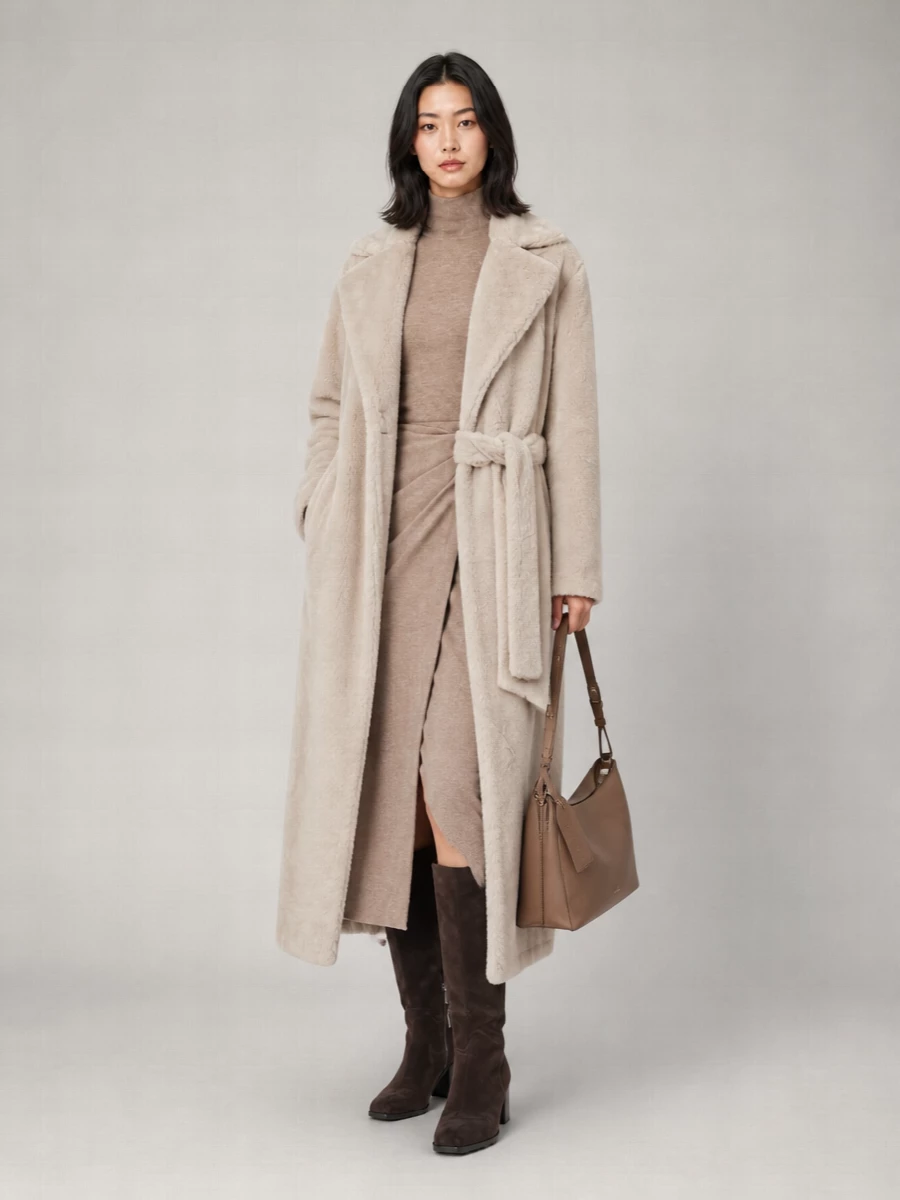 Herno Long Soft Coat Belted Waist