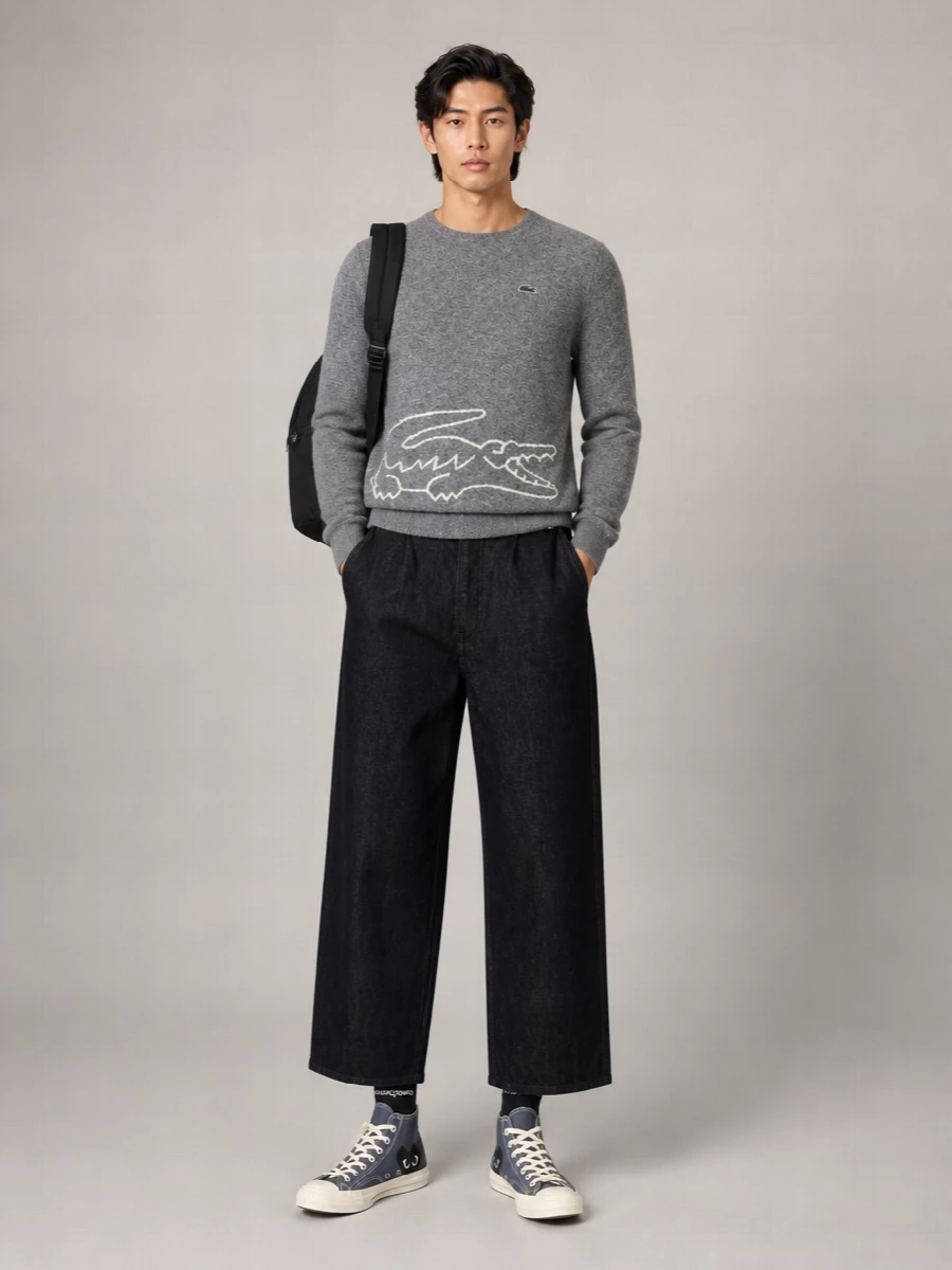 Comme Des Garçons Wool Knitted Logo Patch Jumper