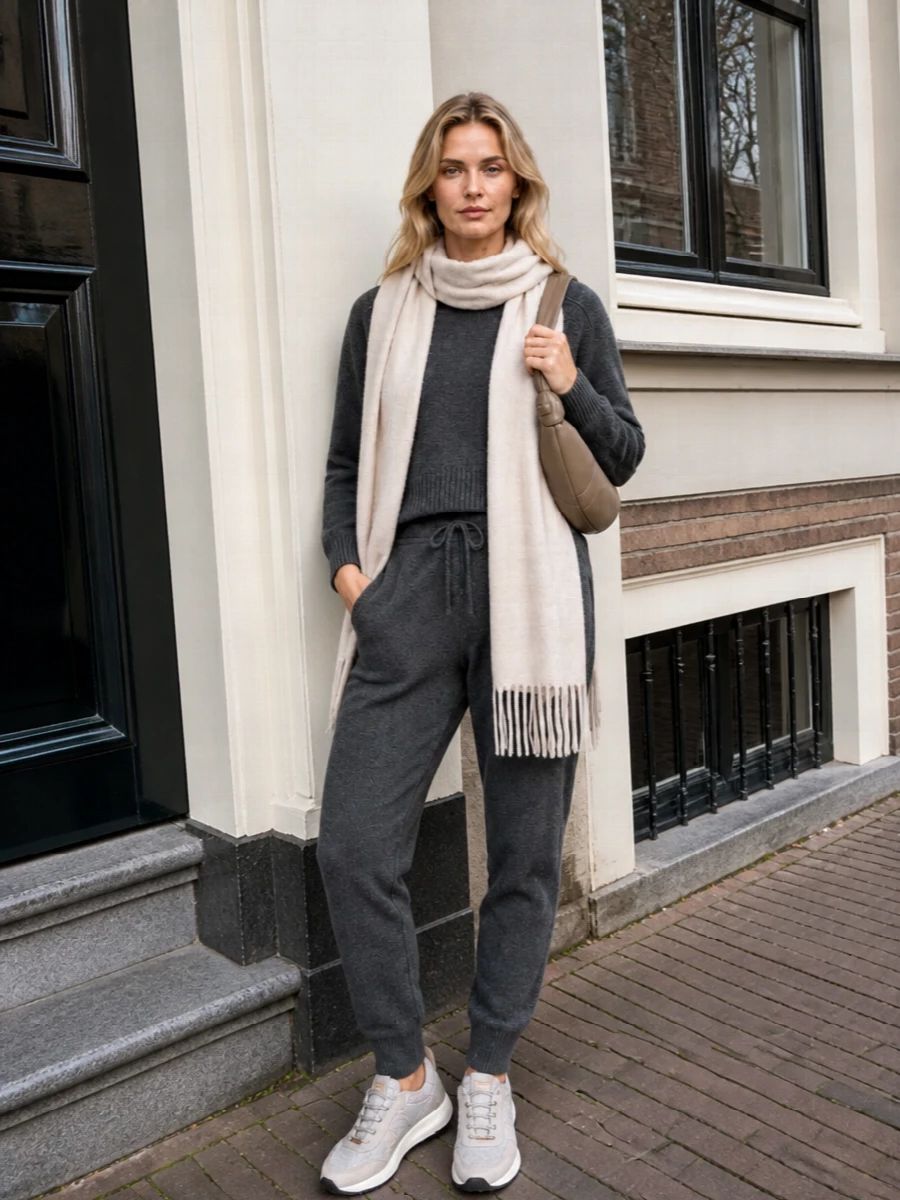 Loulou studio charcoal knit set tods sneakers