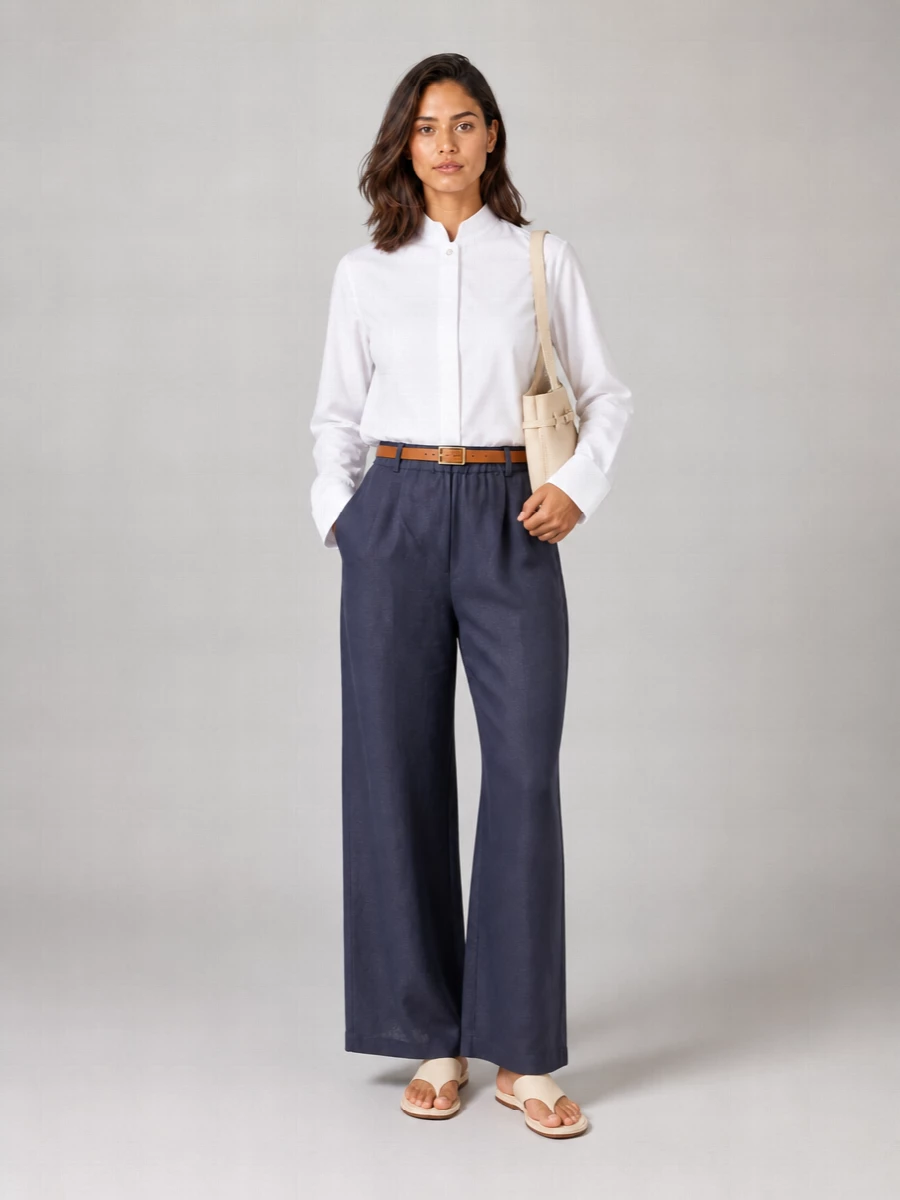 Semicouture Linen Wide-Leg Trousers