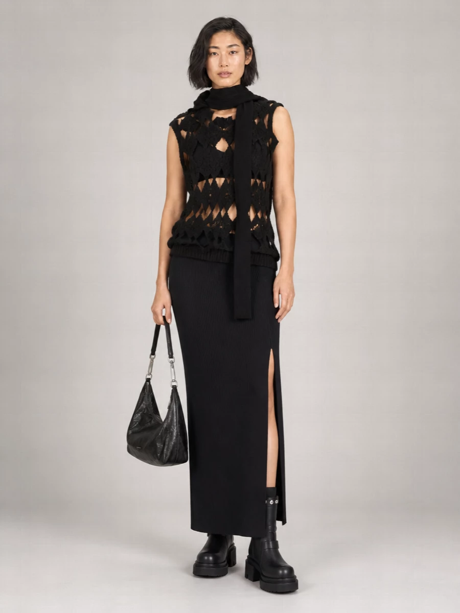 Rick Owens Cashmere Silk Sleeveless Hooded Knitted Top