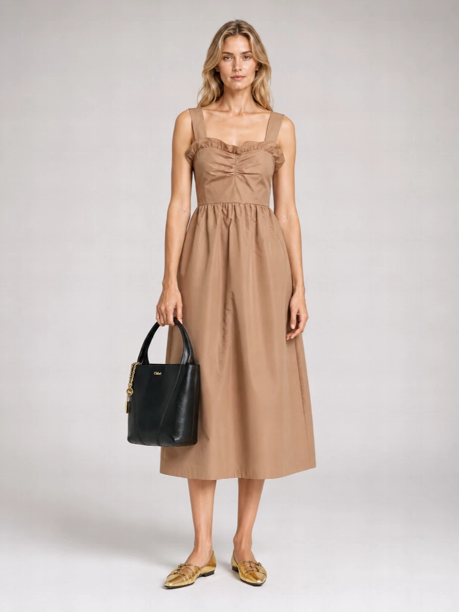 Chloé Leather Cutout Ballerina Shoes