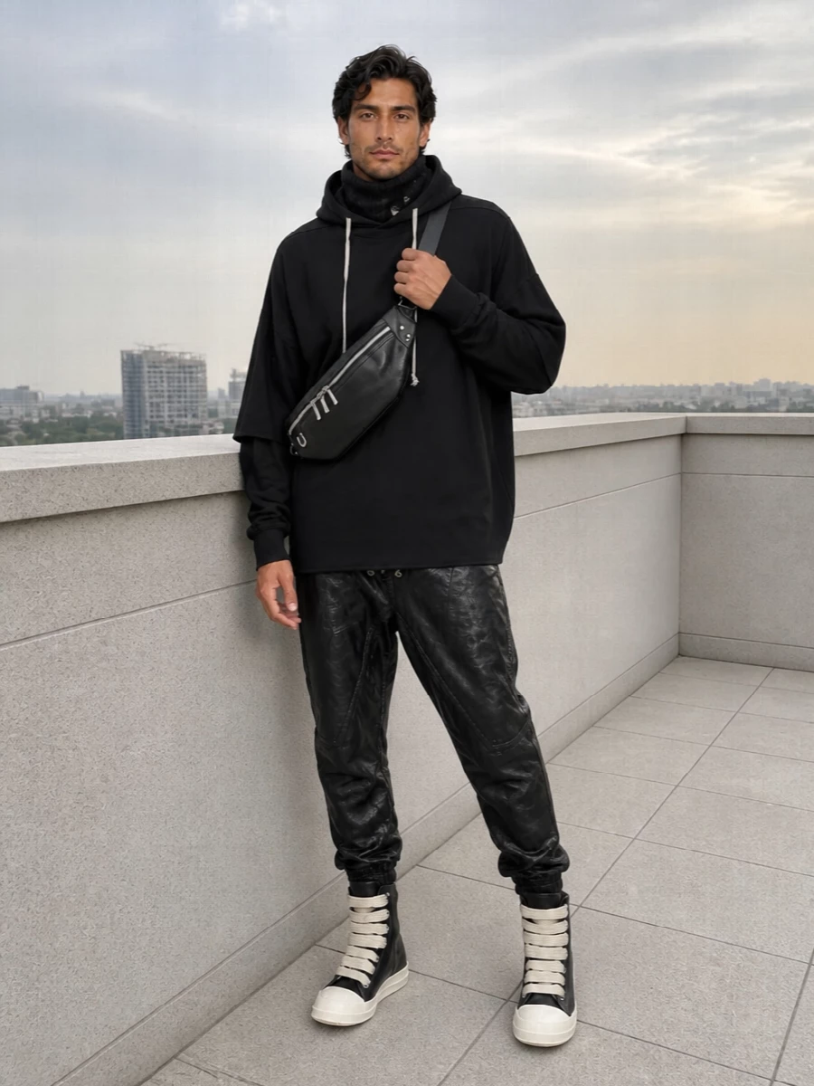 Rick owens drkshdw black joggers oversized hoodie