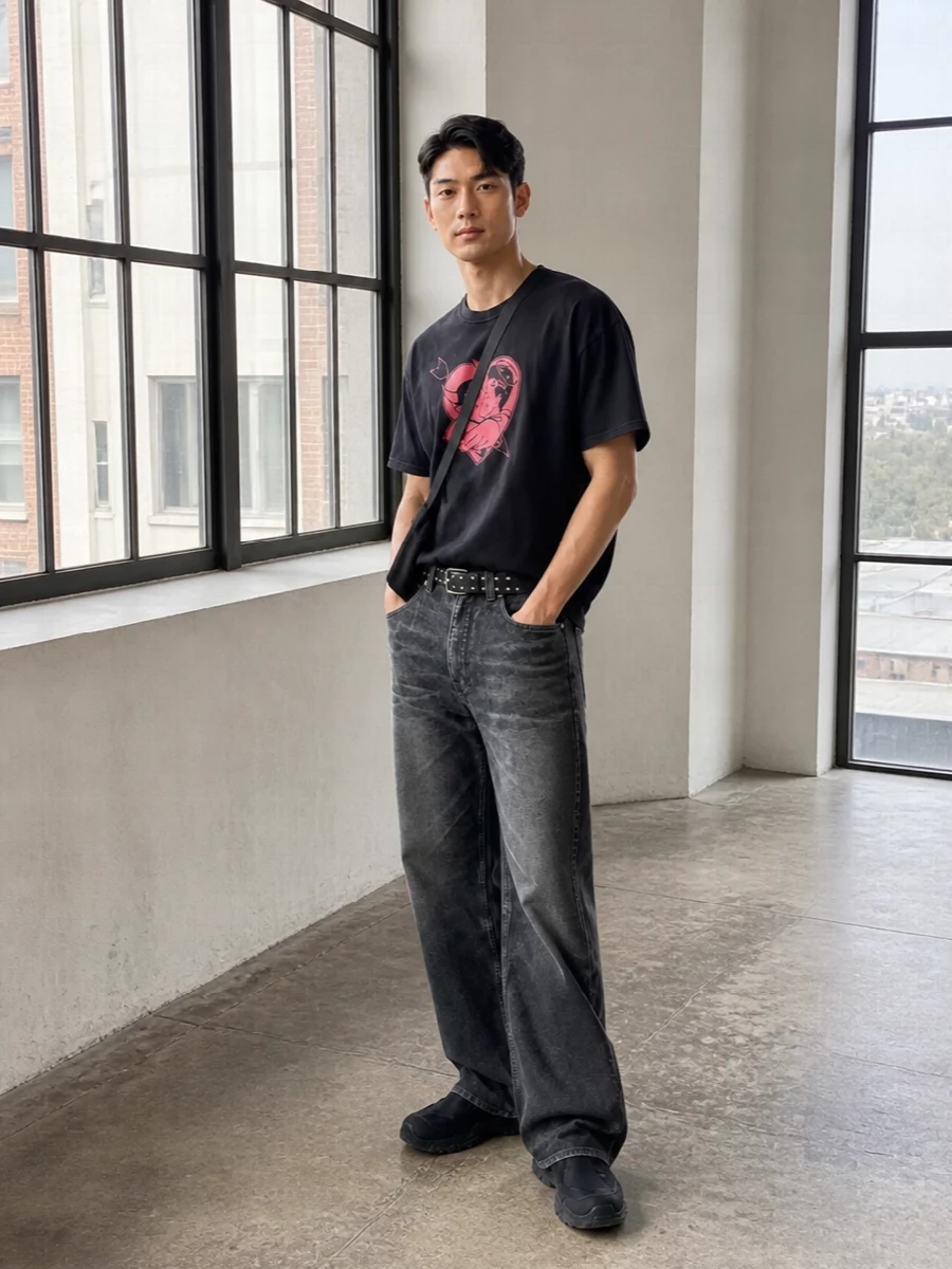 Our legacy graphic tee charcoal jeans outfit