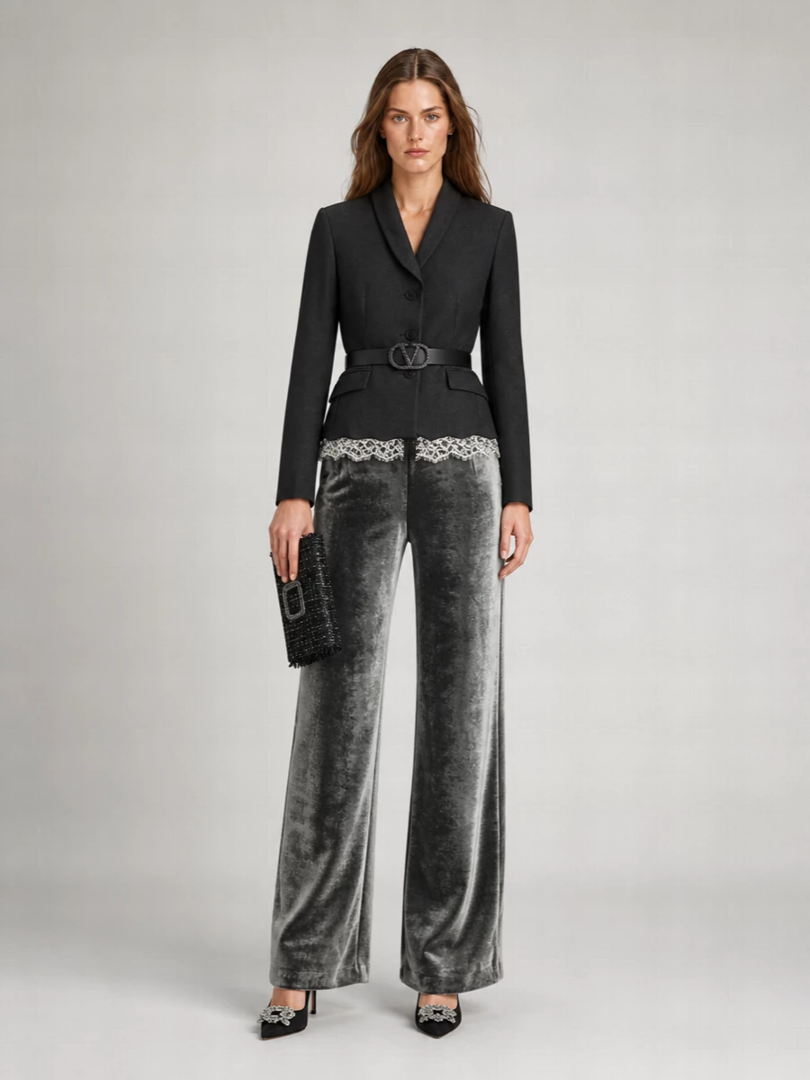 Alberta Ferretti Velvet Wide-Leg Trousers