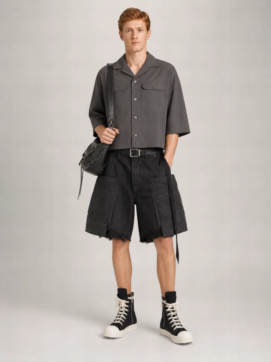 Rick Owens Drkshdw Cotton Oversized Short Sleeve Shirt