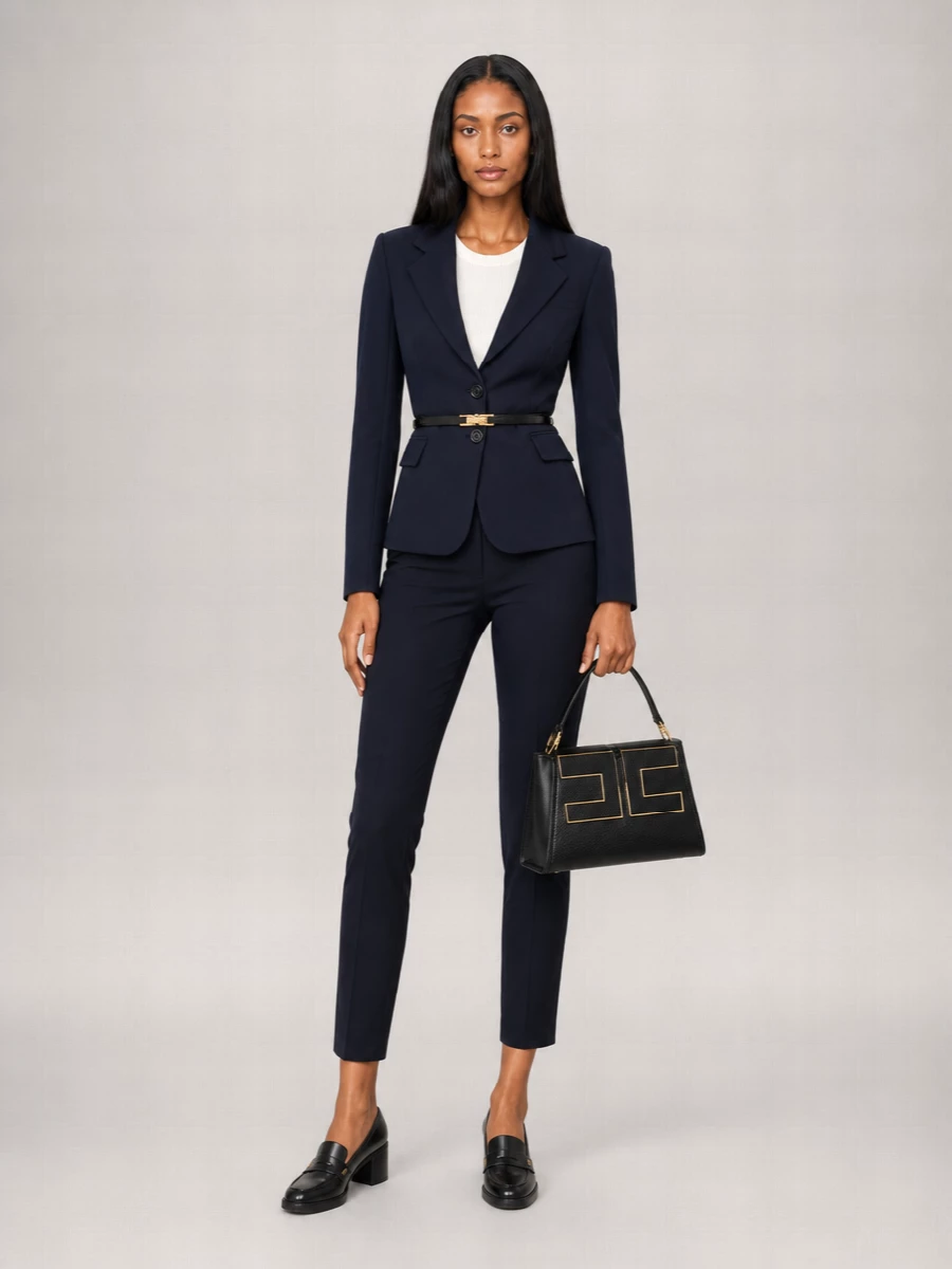 Elisabetta Franchi Leather Logo Buckle Belt