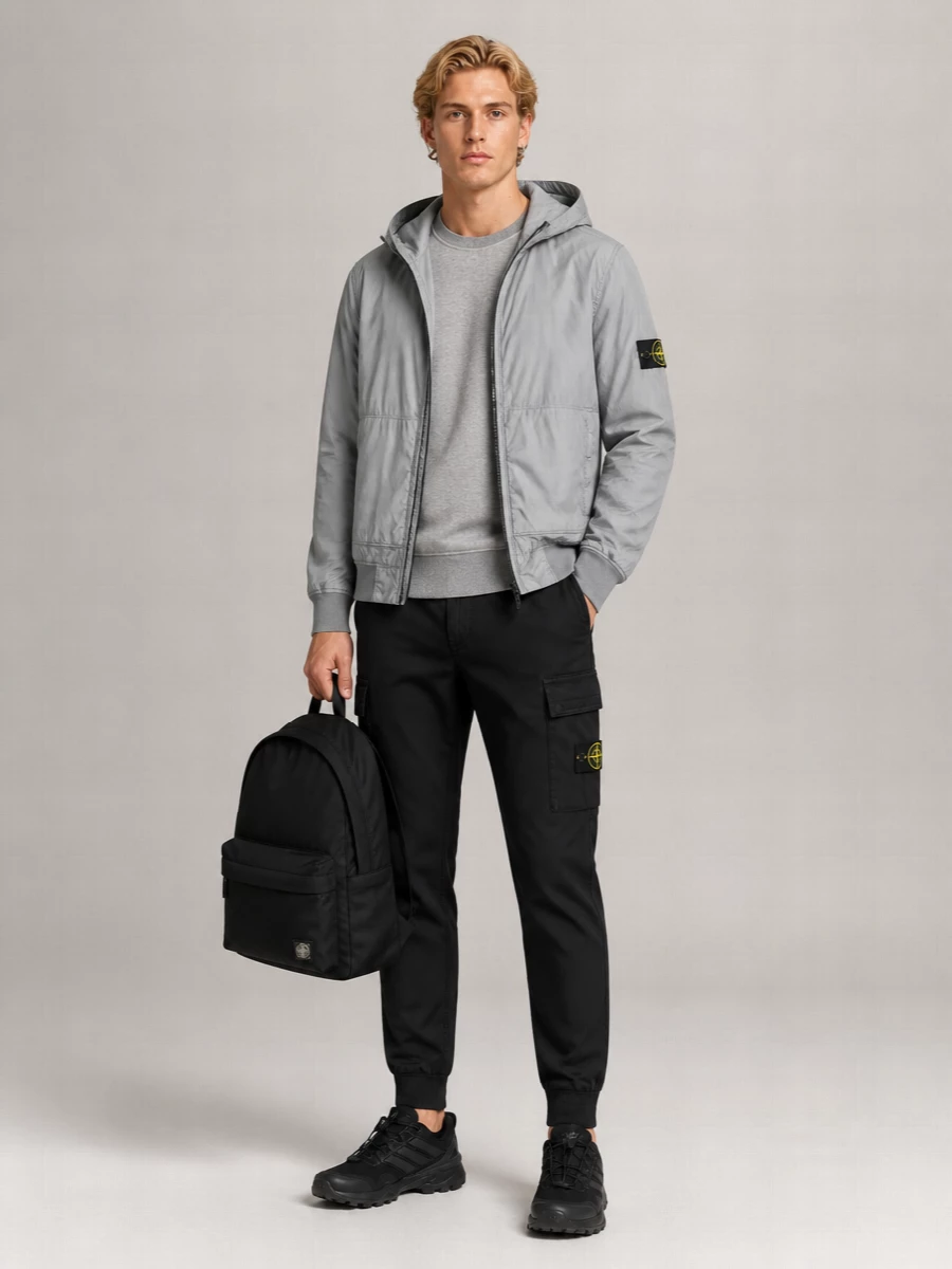 Stone Island Crinkled Hooded Padded Jacket