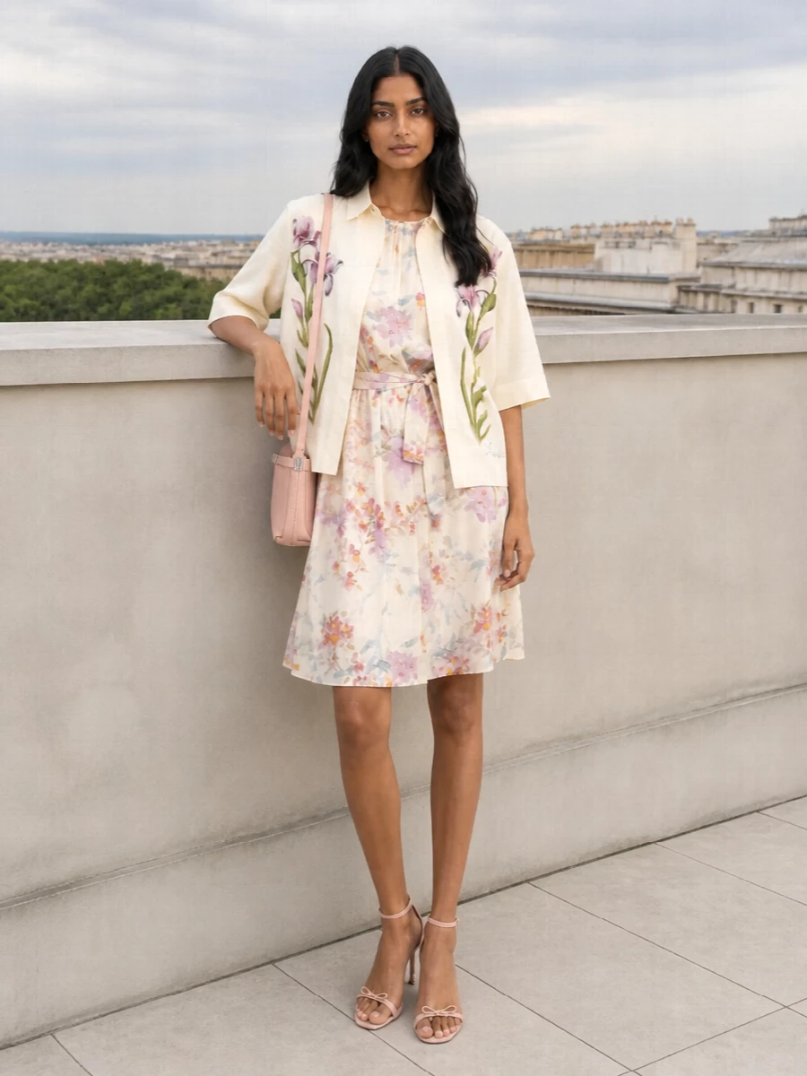 Alberta ferretti floral jacket herno midi dress