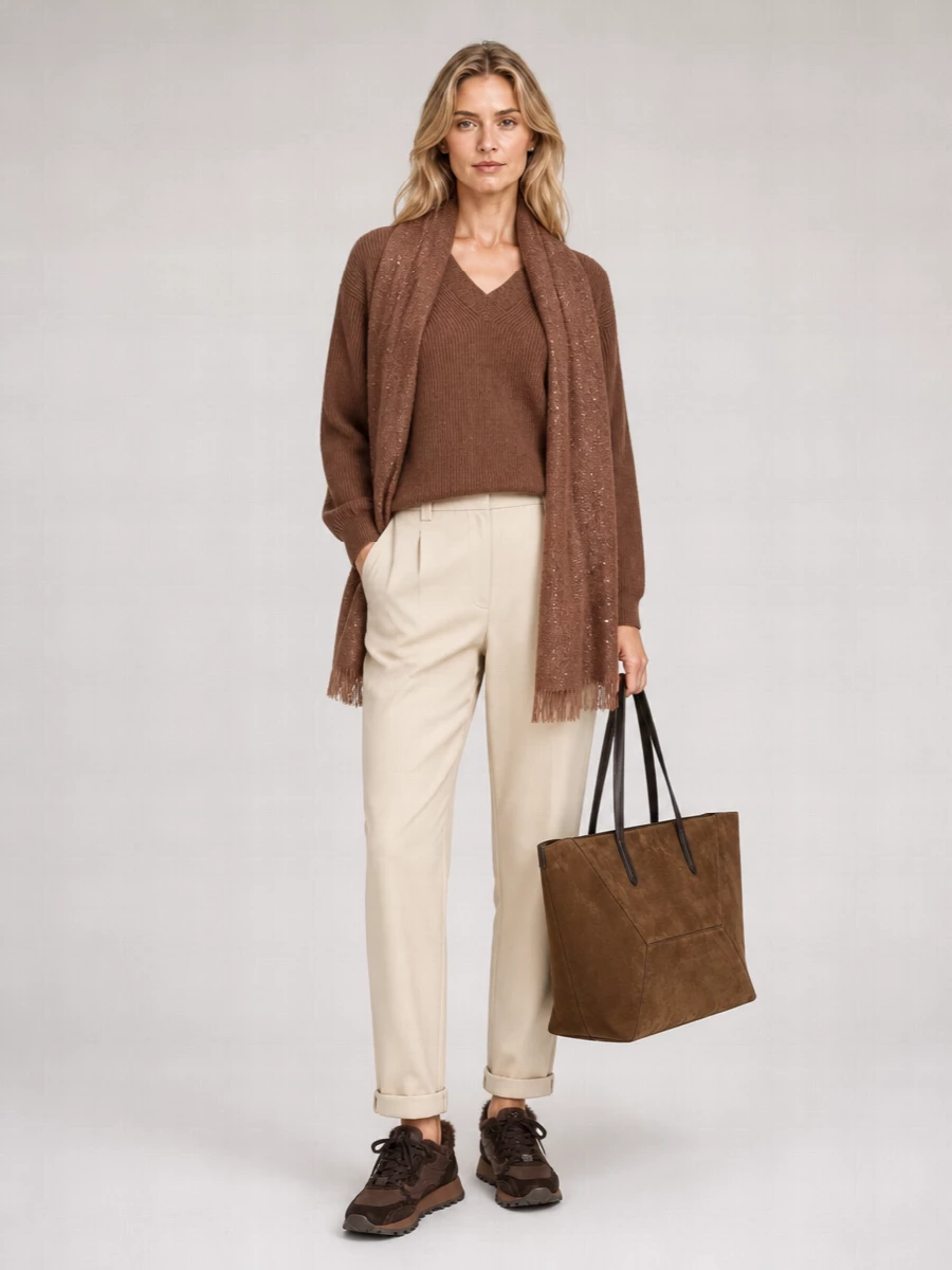 Brunello Cucinelli Cashmere V-Neck Long-Sleeve Sweater