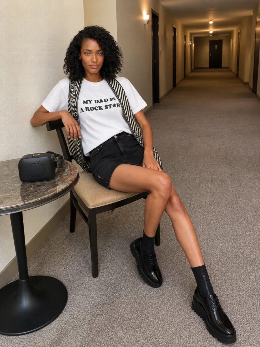 Stella mccartney rock star tee black mini outfit