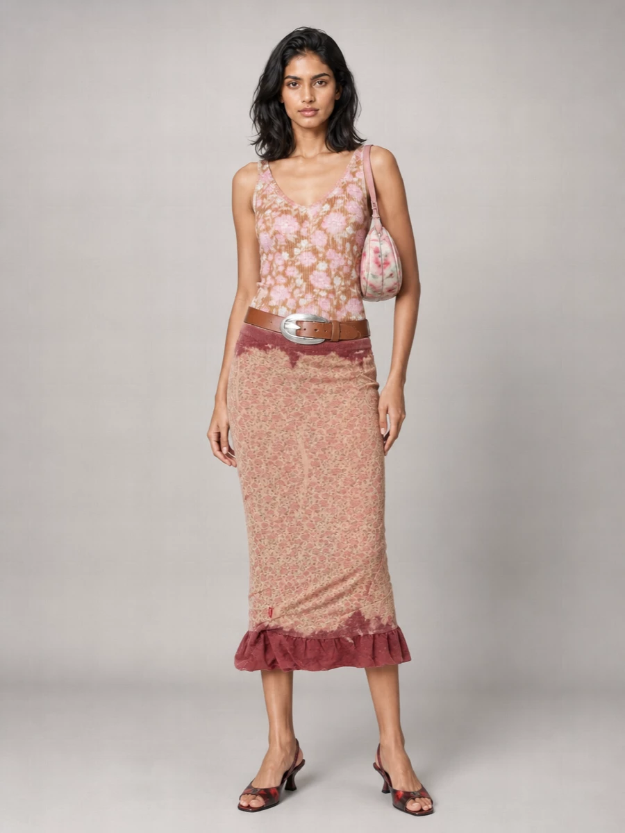 Diesel Floral-Print Ruffled Fitted Skirt