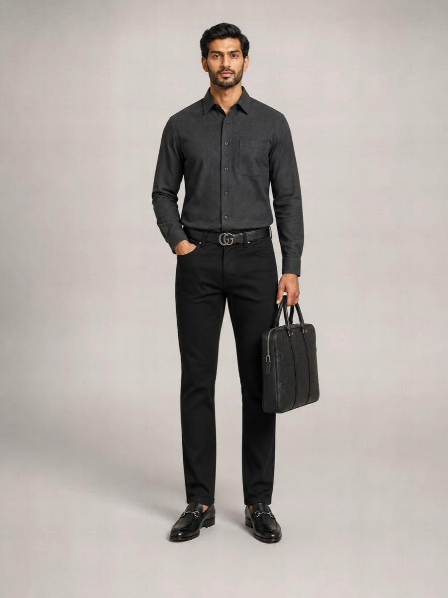 Gucci Denim Jeans With Belt Loops And Metal Rivets
