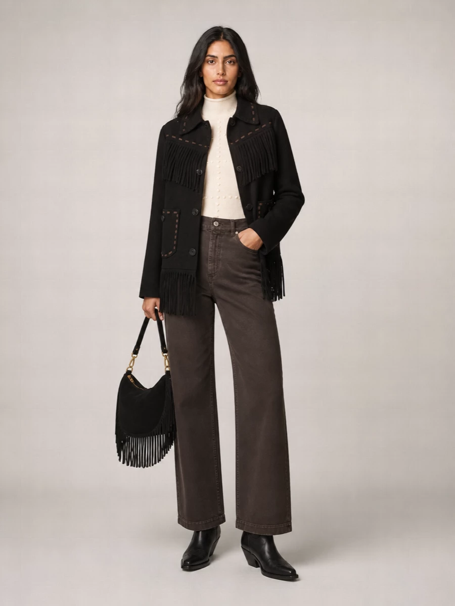 Guest In Residence wool cashmere fringed single breasted jacket