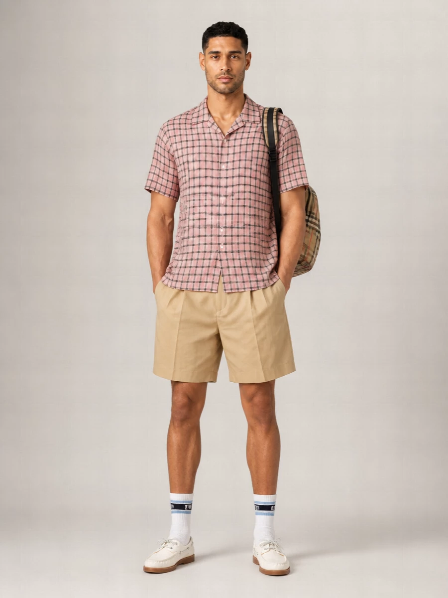 Beams Plus Plaid Short-Sleeve Casual Shirt