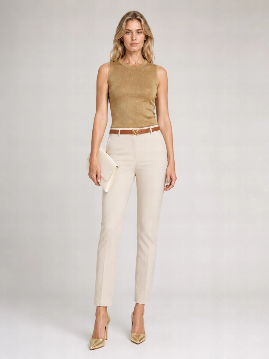S Max Mara Ribbed Metallic Sleeveless Knitted Top