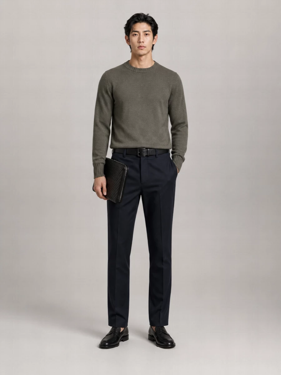 Pt Torino Cotton Cashmere Straight-Leg Trousers