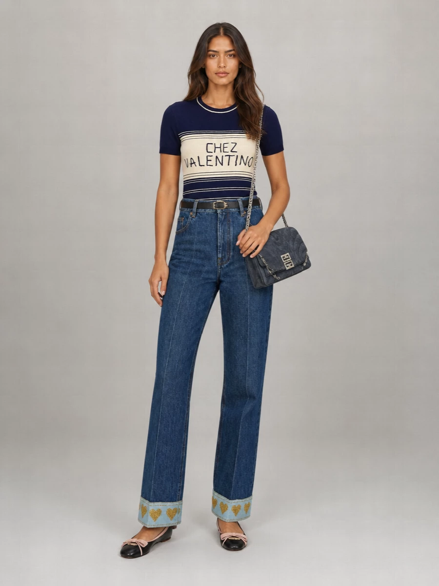 Valentino Garavani Denim Straight-Leg Trousers