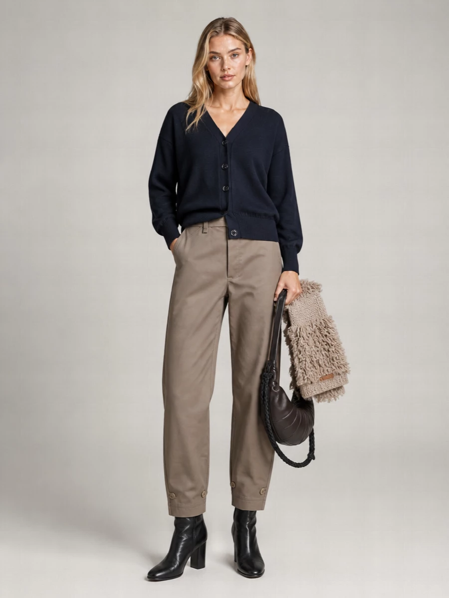 Lemaire Merino Wool Relaxed Asymmetric V-Neck Cardigan