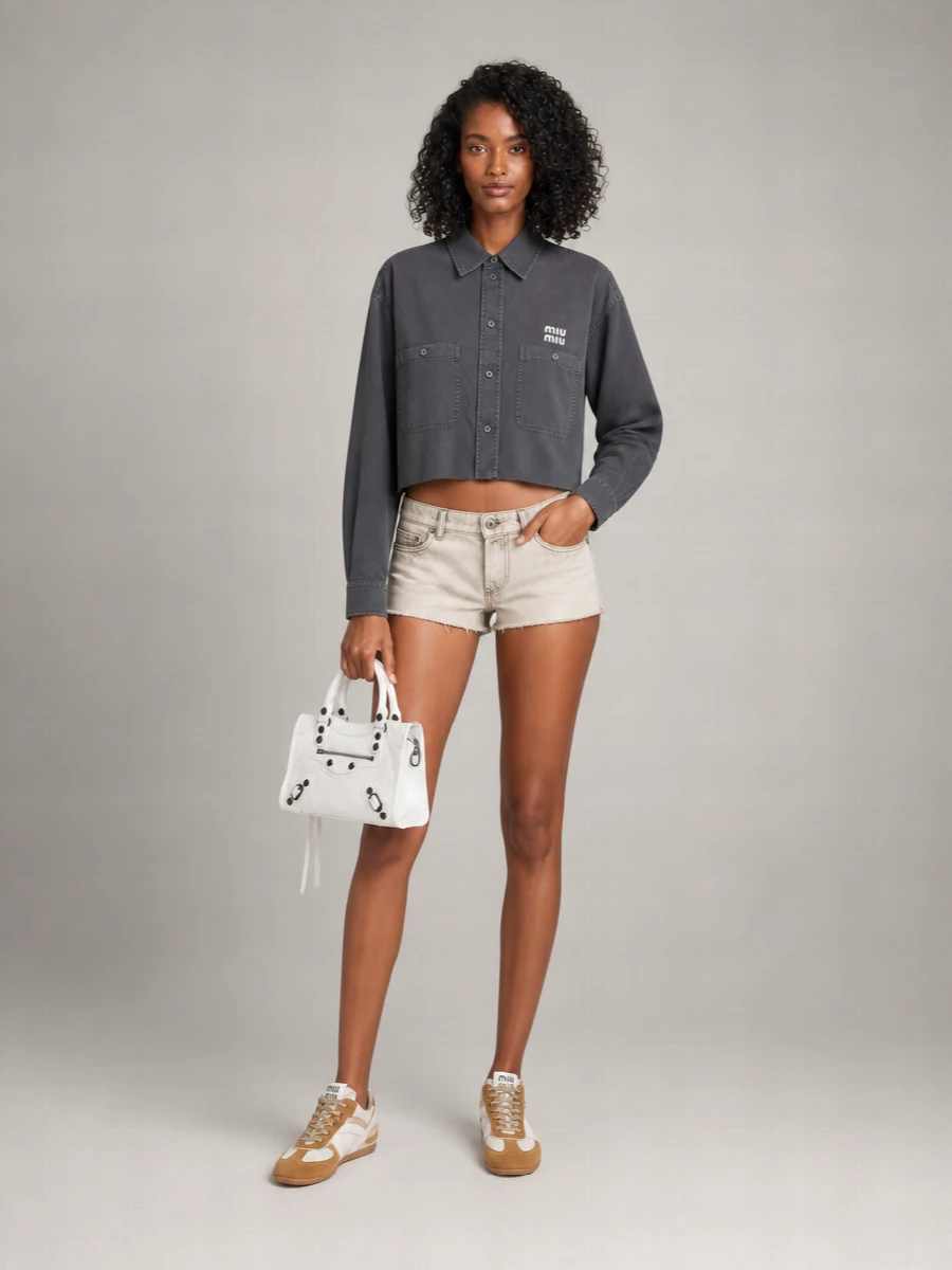 Miu Miu Denim Mid-Rise Slim-Fit Raw-Hem Short Shorts