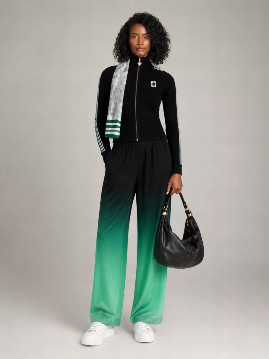 Casablanca Silk Embroidered Wide-Leg Trousers