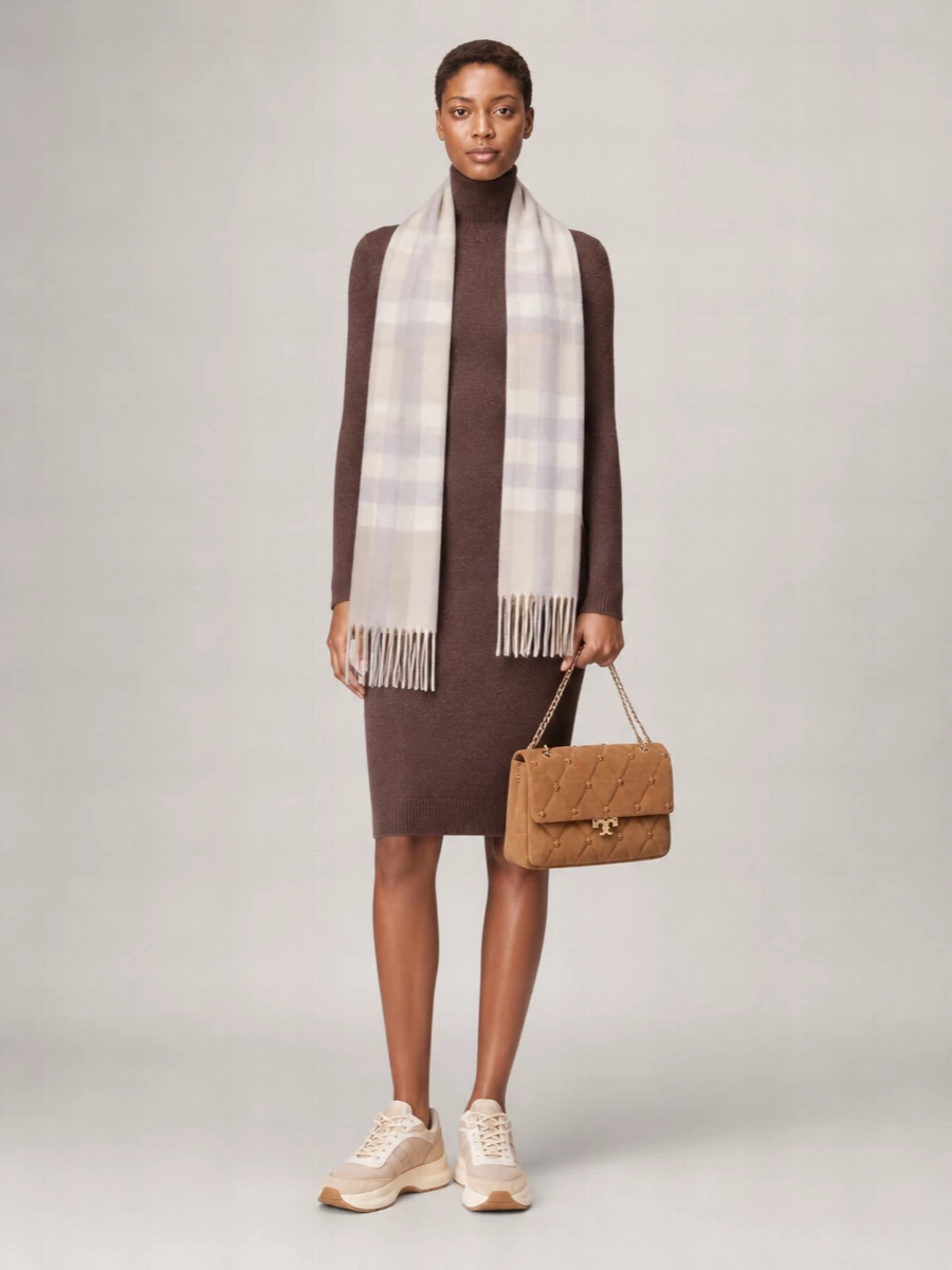 Tory Burch Romy Suede Leather Clutch Bag