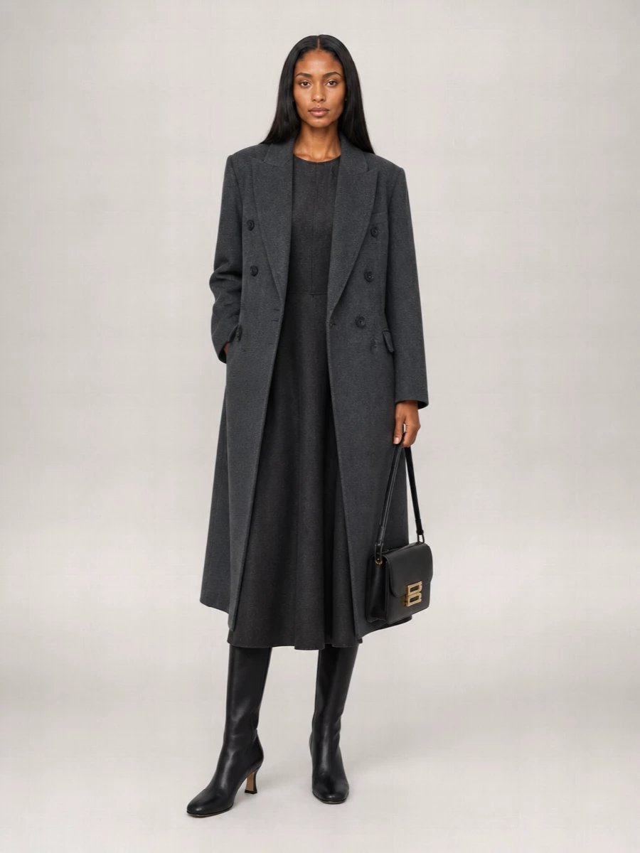 Victoria Beckham Wool Cashmere Double Breasted Coat