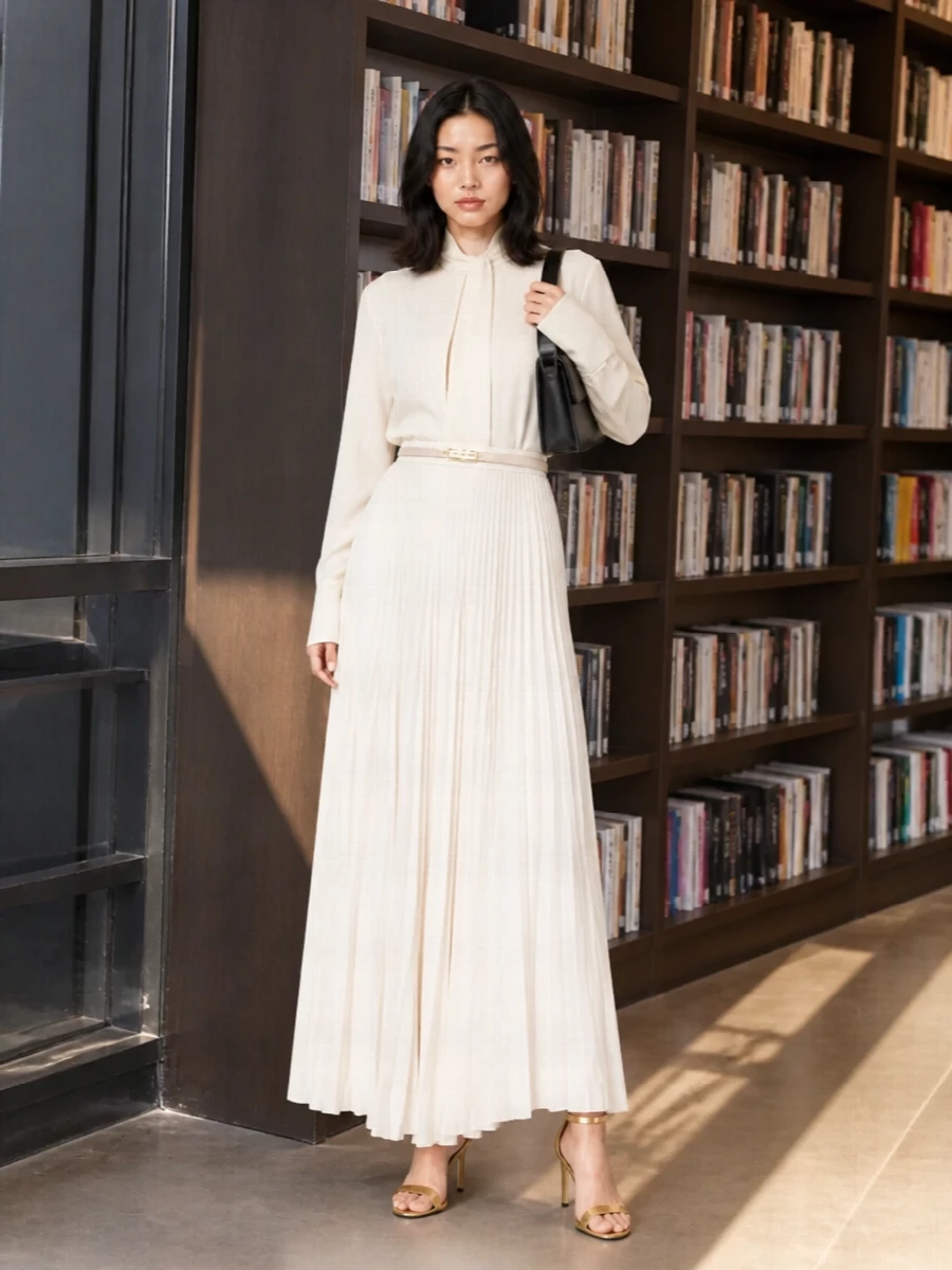 Tom ford ivory pleated maxi skirt evening outfit