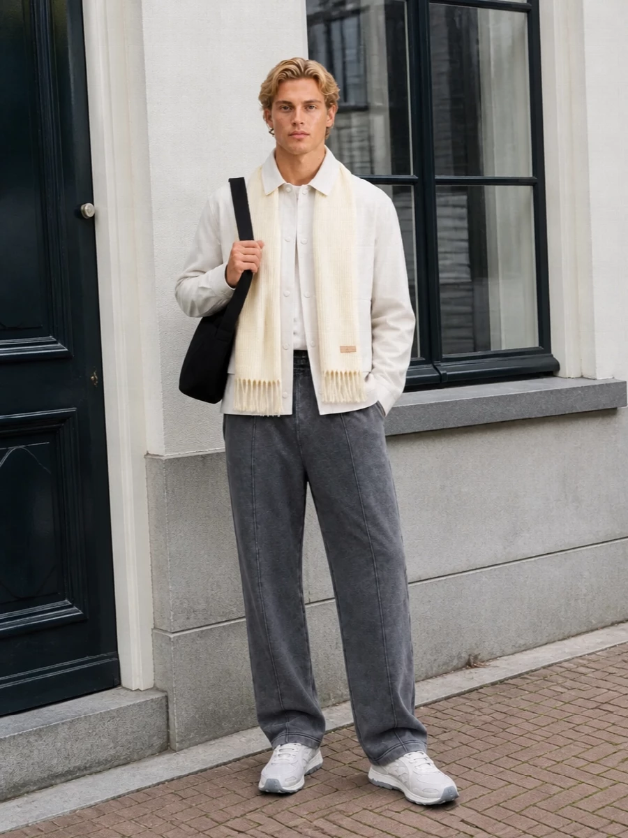 New balance overshirt charcoal pants grey sneakers