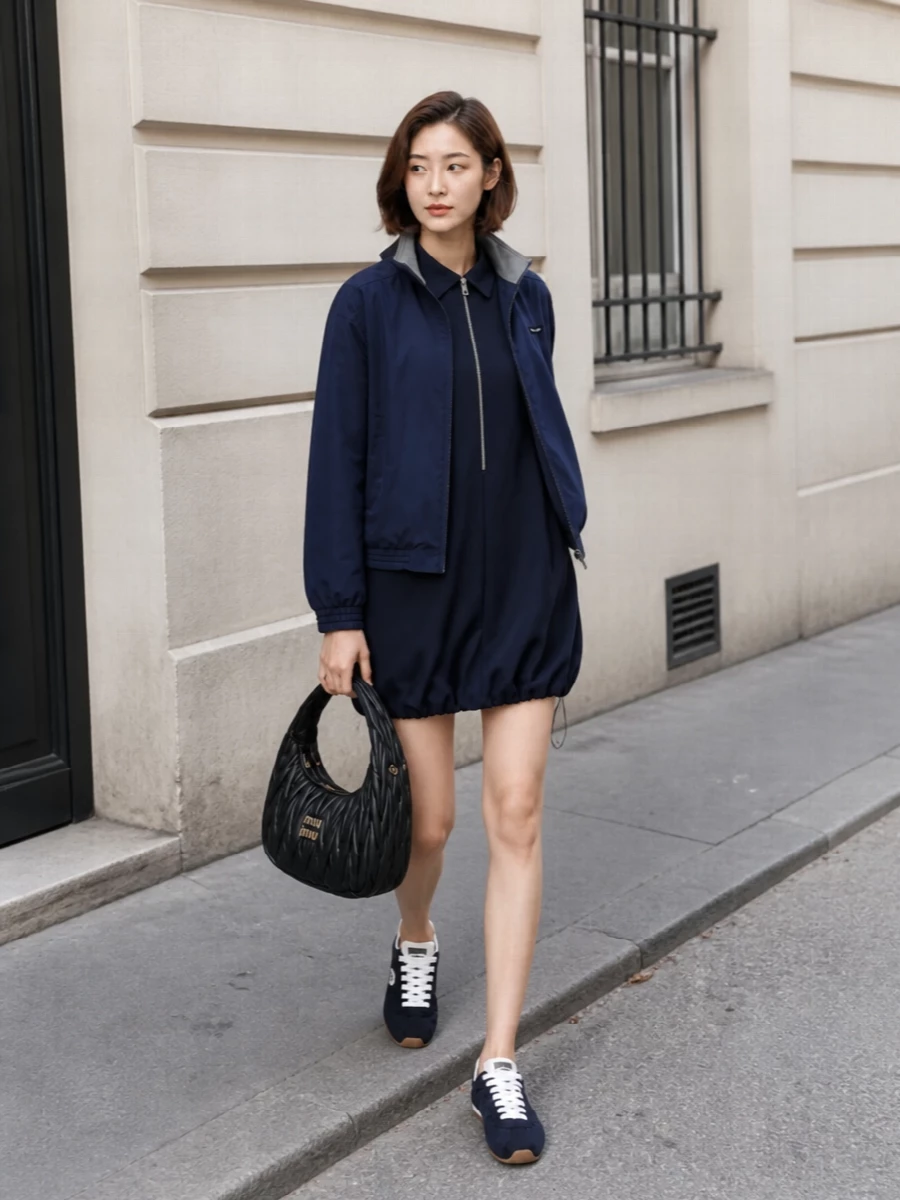 Miu miu bomber prada mini dress outfit