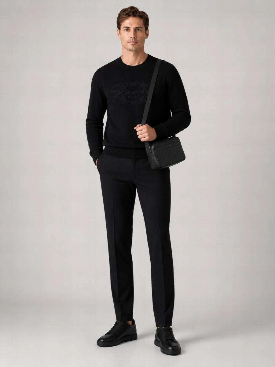Givenchy Wool Embroidered Logo Ribbed Crew Neck Sweater