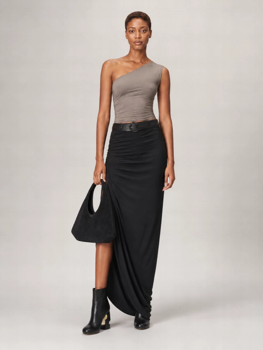 Rick Owens Silk One-Shoulder Draped Sleeveless Top